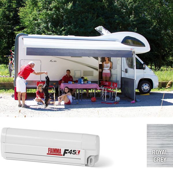 Fiamma F45L 500 Awning Polar White - Royal Grey Fabric (06530A01R)