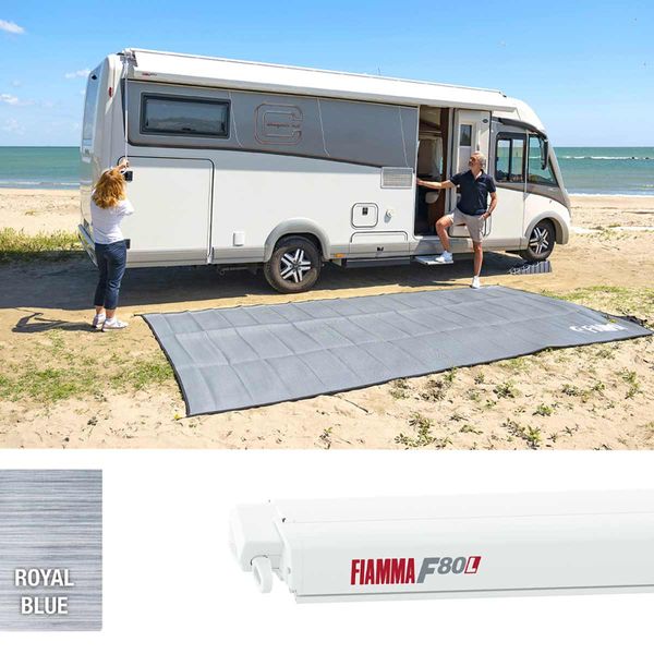 Fiamma F80L 550 Awning Polar White - Royal Blue Fabric (07840L03Q)