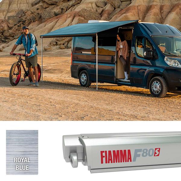 Fiamma F80s 320 Awning Titanium - Royal Blue Fabric (07832B01Q)
