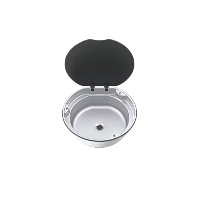 Kitchen Sinks Water Bowl Series 30 Round Bowl ,Stainless, EU, Black Lid, inc. Siphon (SAC0660)