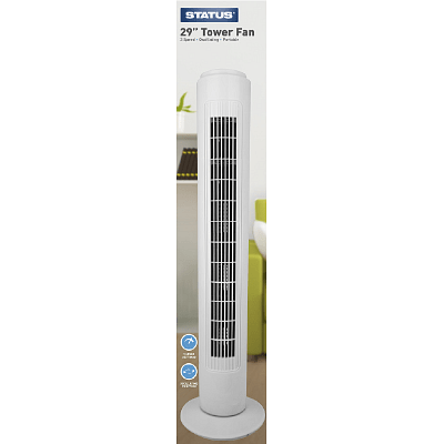 Status Household 29" White Tower Fan - Oscillating 3 Speed Settings