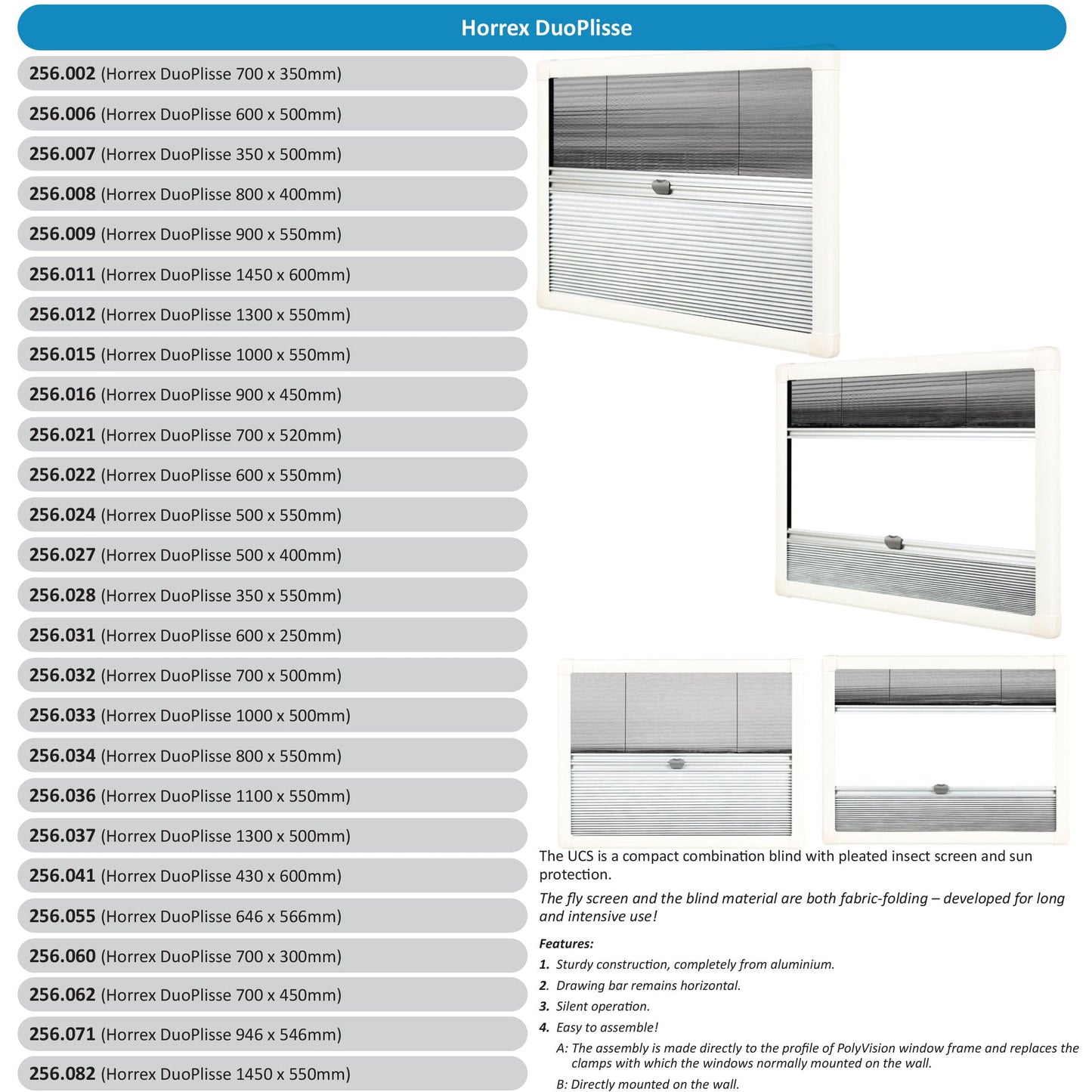 Window Blinds Windows & Rooflights HORREX DUOPLISS‚ UCS 1000X500