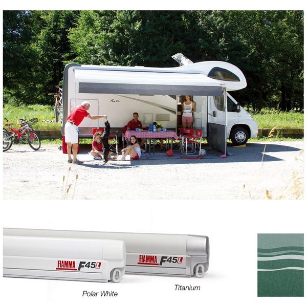 Fiamma F45L 500 Awning Polar White - Evergreen Fabric (06530A01E)