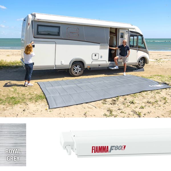 Fiamma F80L 500 Awning Polar White - Royal Grey Fabric (07840H01R)