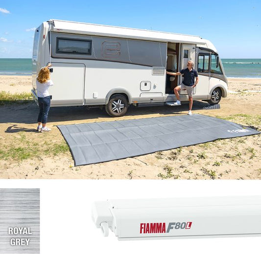 Fiamma F80L 500 Awning Polar White - Royal Grey Fabric (07840H01R)