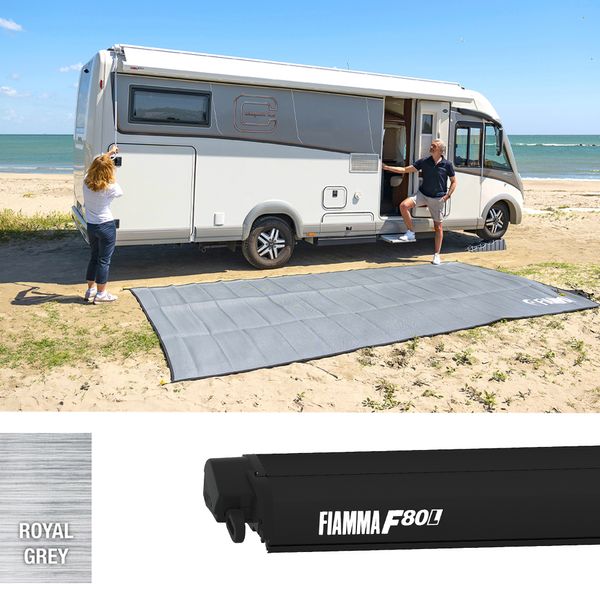 Fiamma F80L 500 Awning Deep Black - Royal Grey Fabric (07841H01R)