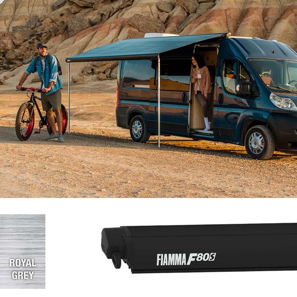 Fiamma F80s 400 Awning Deep Black - Royal Grey Fabric (07831E03R)