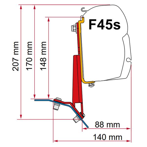 Fiamma Adapter Bracket Kit Left for Ford Custom Lift Roof (98655Z169)