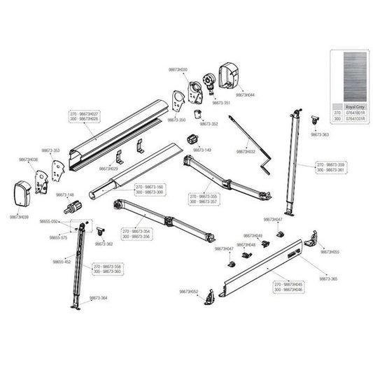 Fiamma Right Hand Arm 300cm for F43 Awnings (98673-377)