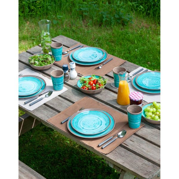 Bo-Camp Tableware Halo Melamine 12 Pieces Aqua