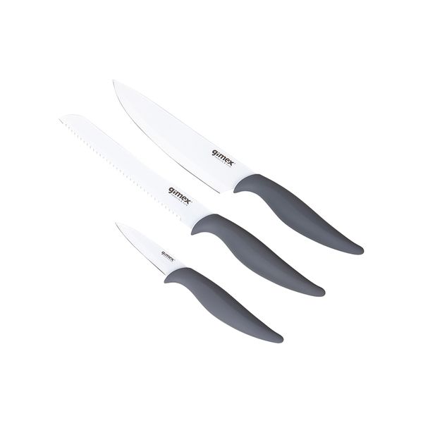 Gimex Knife Set Grey/White 3 Pieces