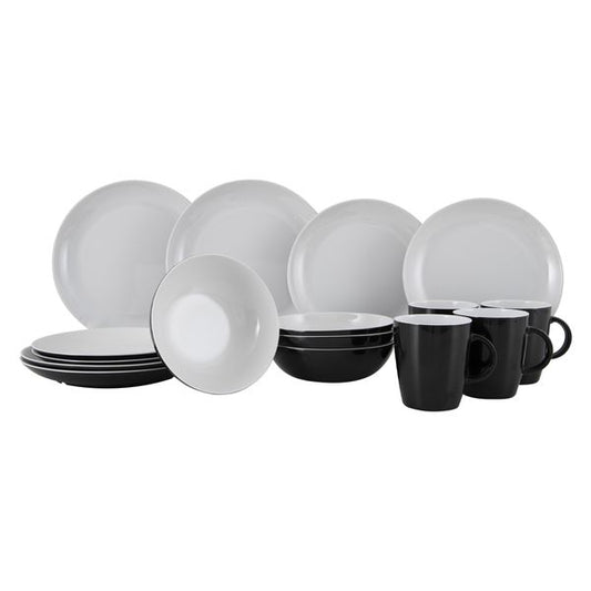 Gimex Solid Line Tableware Black & White 16 Pieces