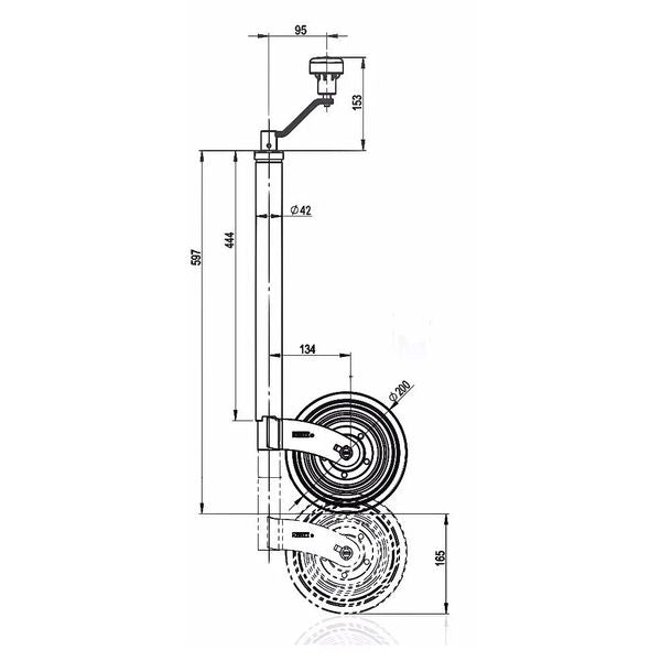 Kartt Turn-Lok Jockey Wheel (42mm Shaft, 200 x 50mm wheel)