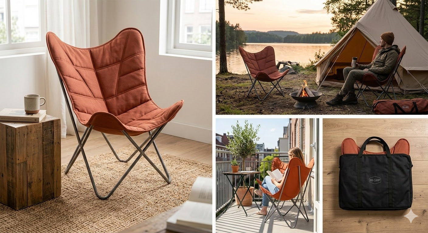 Bo-Camp Industrial Collection Butterfly Chair Himrod Clay