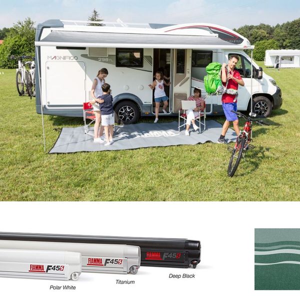 Polar White F45S 450 Awning Evergreen Fabric