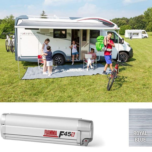 Fiamma F45s 425 Awning Polar White - Royal Blue Fabric (06280Q01Q)