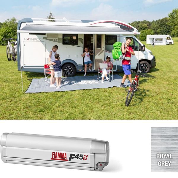 Polar White F45S 450 Awning Royal Grey Fabric