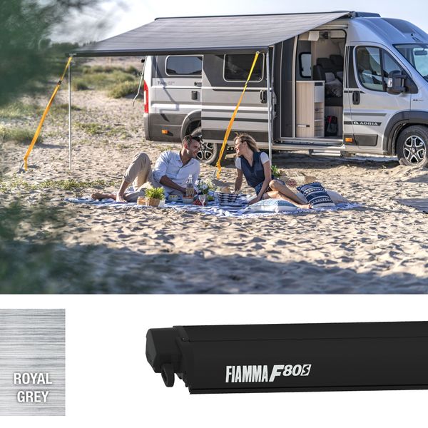 Fiamma F80s Ducato 370 Awning Deep Black - Royal Grey