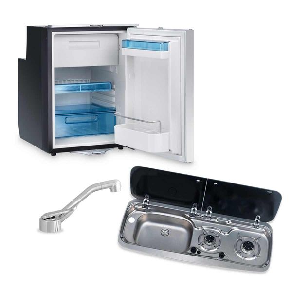 Dometic CRX50 Fridge, 9222 Hob/Sink Unit and Tap Bundle (Sink on Left)