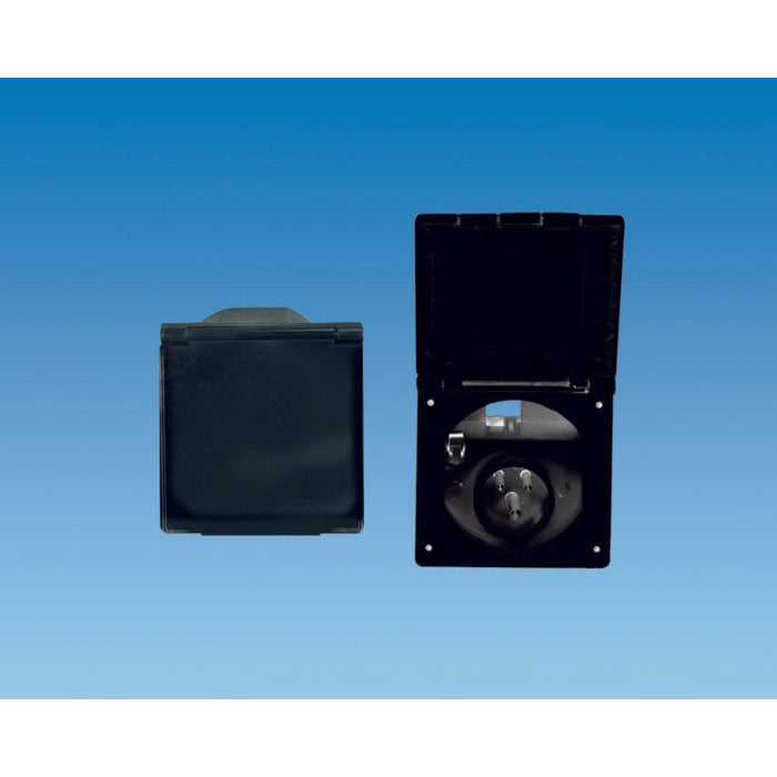 Caravan Electrical Equipments|Battery Charging equipment BLACK Flush Fitting Mains Inlet