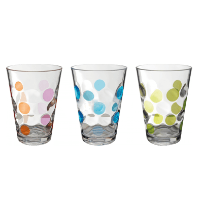 Drinkware Household Baloons Glass Set 3pc Mixed Colours