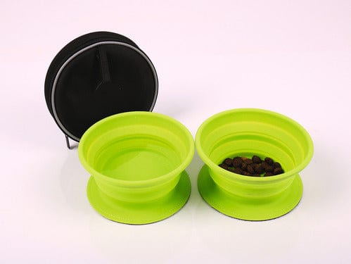 Kitchenware Caravan Accessories Reimo Twin Foldable Pet Bowls in Pouch -Green