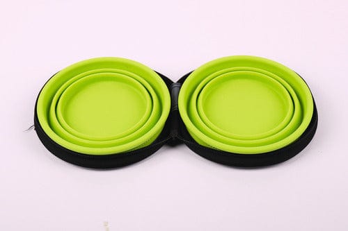 Kitchenware Caravan Accessories Reimo Twin Foldable Pet Bowls in Pouch -Green