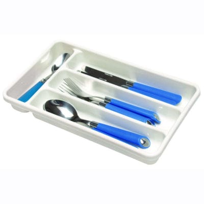 Kitchenware Household Cutlery Tray, 4 Compartment, White, 31x18x4.5cm