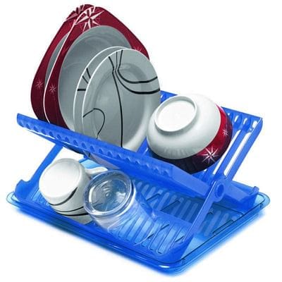 Kitchenware Household Dish Drainer with Tray, Blue 37x30cm