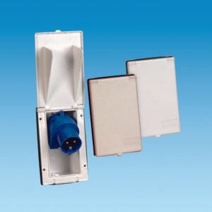 Mains Electrical Products Mains Electrical Products WHITE Rectangular Inlet (Flush Fitted)