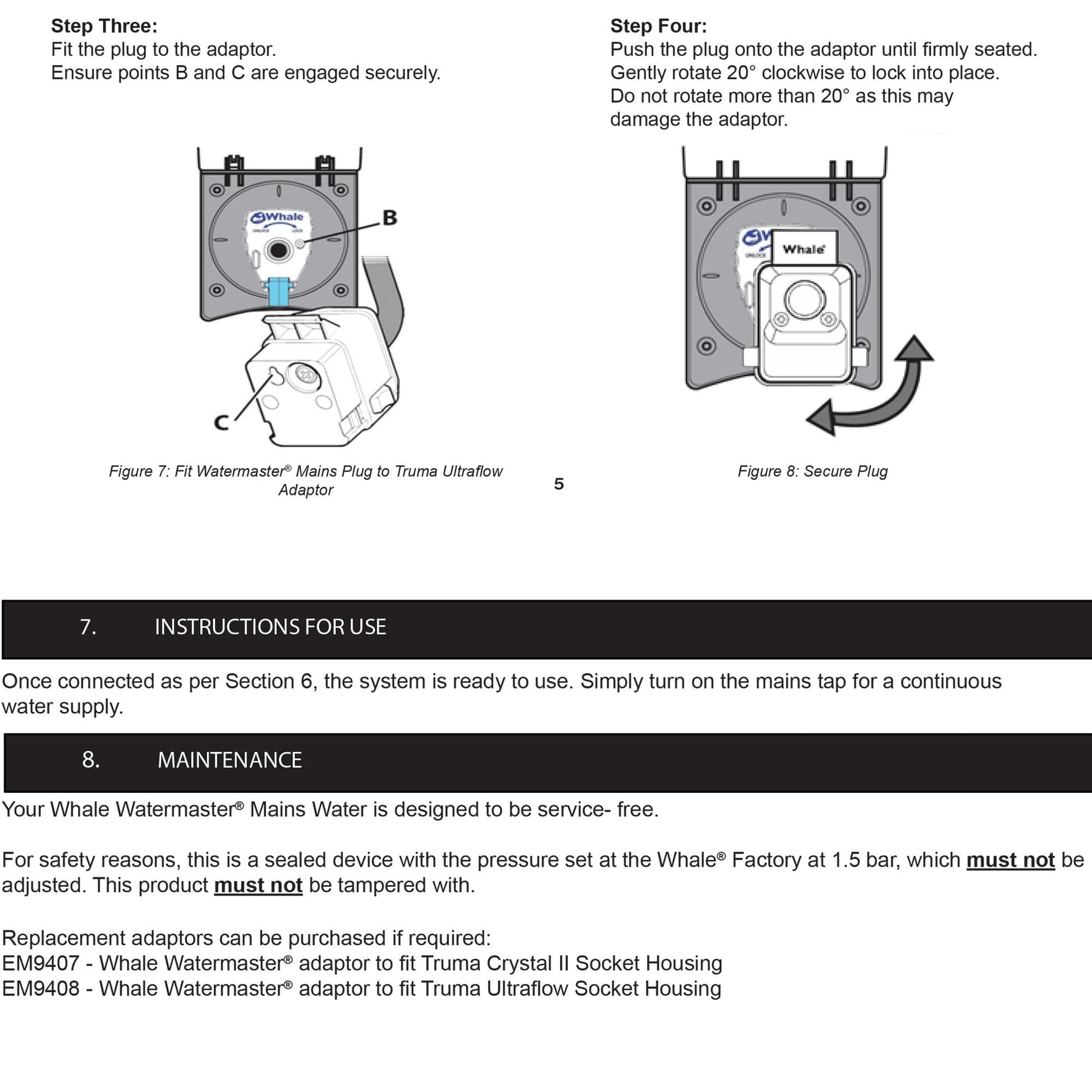 Mains Water Adaptor Kit Water & Waste Watermaster Mains Water Connection