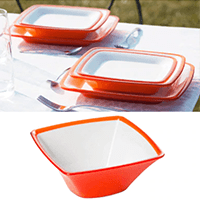 Omada Tableware Caravan Accessories Melamine Square 16pc Set (Orange)