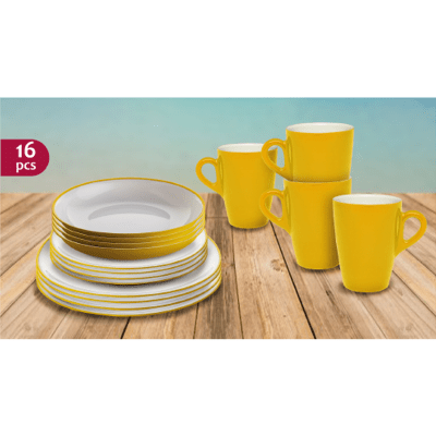 Omada Tableware Household Eat Pop 16pc Set (yellow)