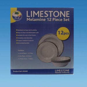 PLS Dining Limestone’ Premium 12 Piece Melamine Dining Set
