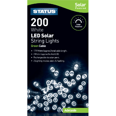 Status Household Adelaide 200 LED White Solar String Lights