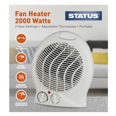 Status Household Fan Heater Upright 2kw 2 Heat Settings (1pc)