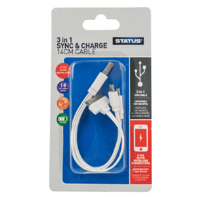 Status Household Multi Lead USB Charging Cable - white