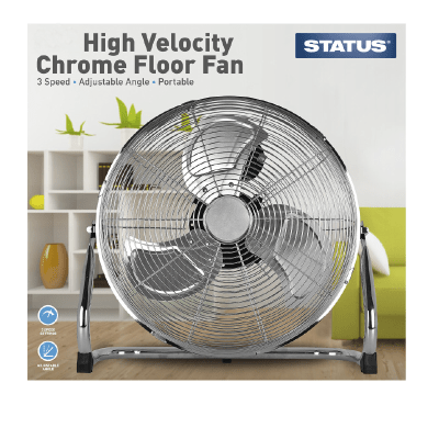 Status Household Status 16" Chrome Floor Fan - High Velocity 3 Speed Settings