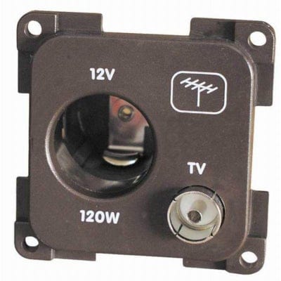 Switches & Sockets Electrical CBE Grey 12v (auto) + TV Socket