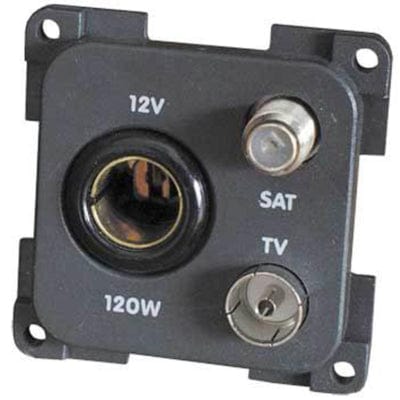 Switches & Sockets Electrical CBE Grey 12v + TV + SAT Socket