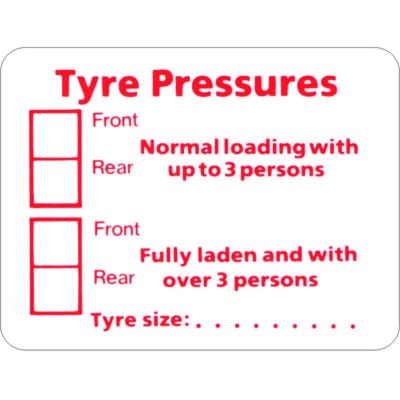 W4 Vehicle Accessories Vehicle Accessories Tyre Pressure Sticker
